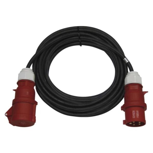 3 fázový venkovní prodlužovací kabel 20 m / 1 zásuvka / černý / guma / 400 V / 2