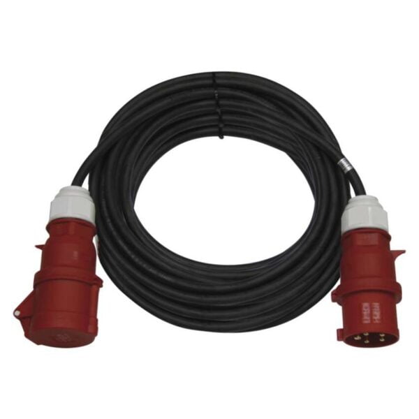 3 fázový venkovní prodlužovací kabel 25 m / 1 zásuvka / černý / guma / 400 V / 2