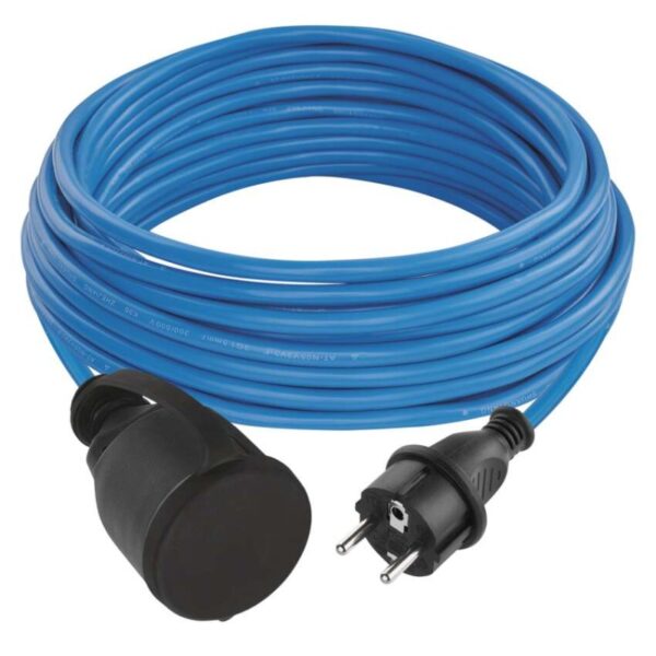 Počasí odolný prodlužovací kabel 10 m / 1 zásuvka / modrý / silikon / 230 V / 1