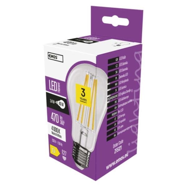 LED žárovka Filament A60 / E27 / 3