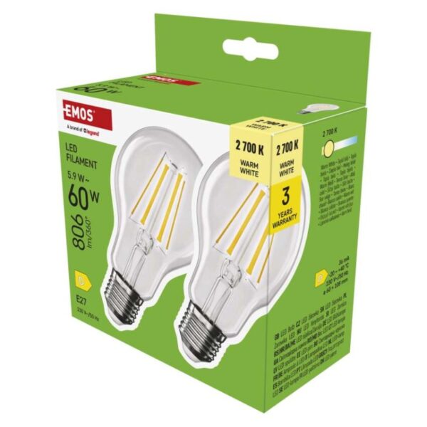 LED žárovka Filament A60 / E27 / 5