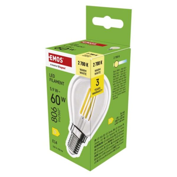 LED žárovka Filament Mini Globe / E14 / 5