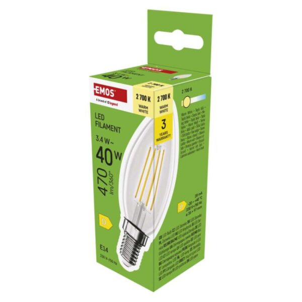 LED žárovka Filament svíčka / E14 / 3