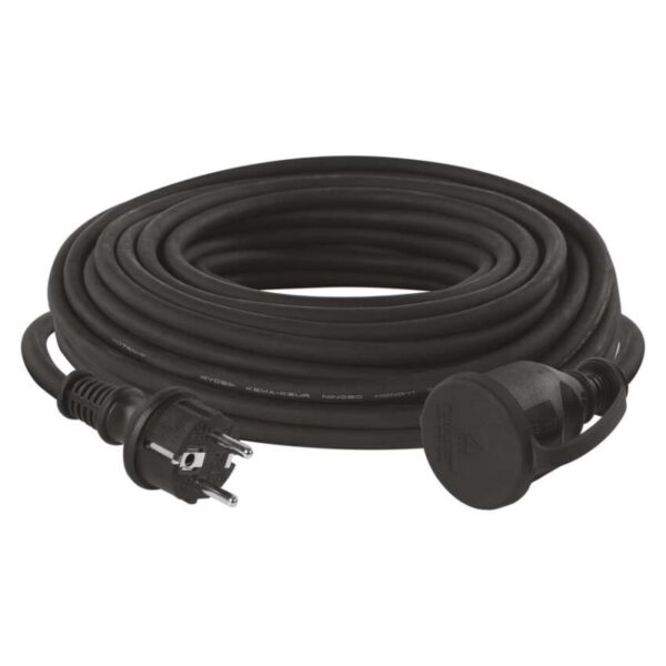 Venkovní prodlužovací kabel 20 m / 1 zásuvka / černý / guma-neopren / 230 V / 1